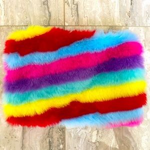 Rainbow Fuzzy Cosmetic Bag